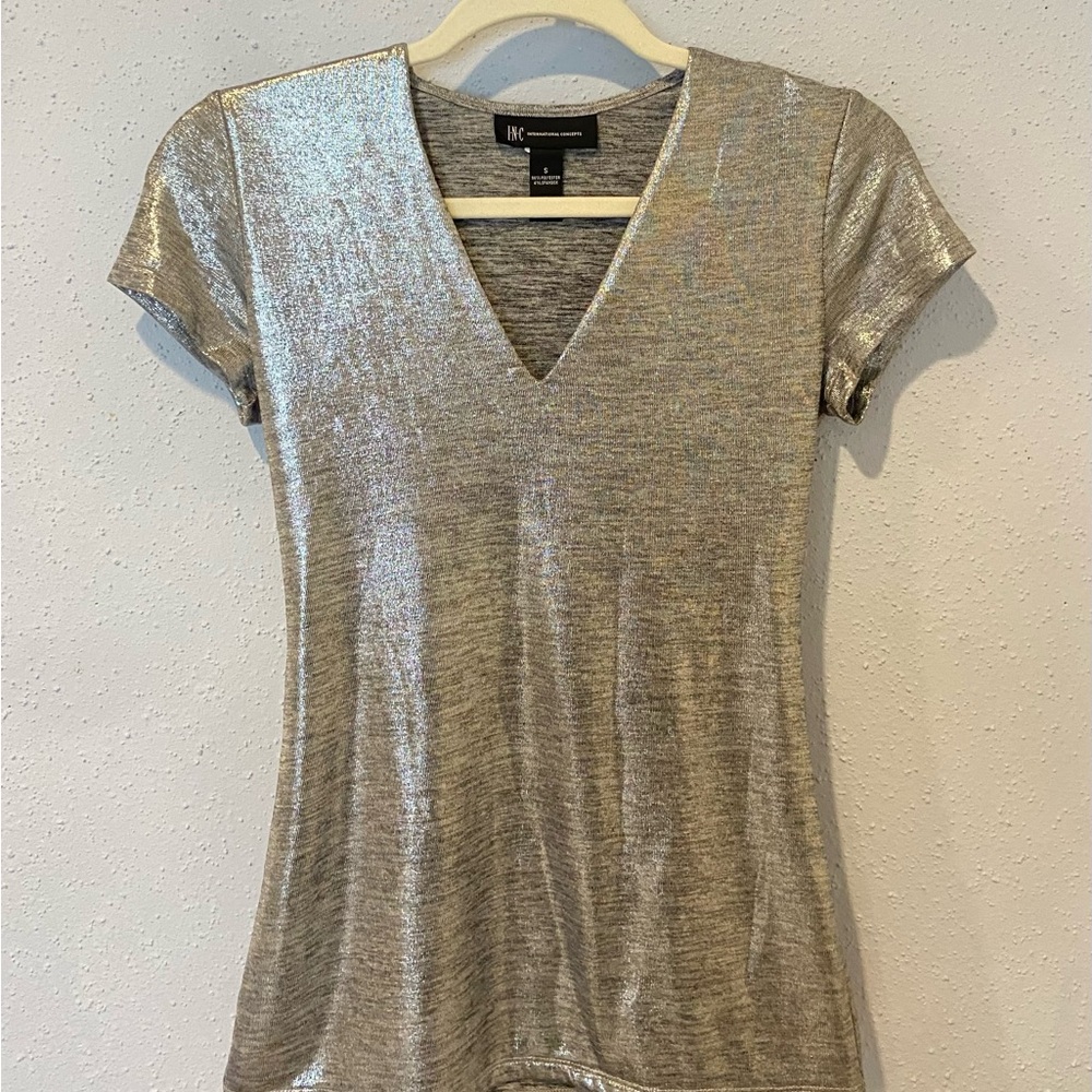 Y2K Glistening Silver Top